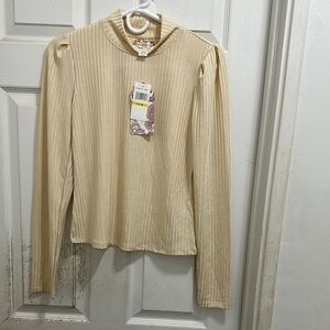 Band of the Free Cream Ribbed Long Sleeve Blouse